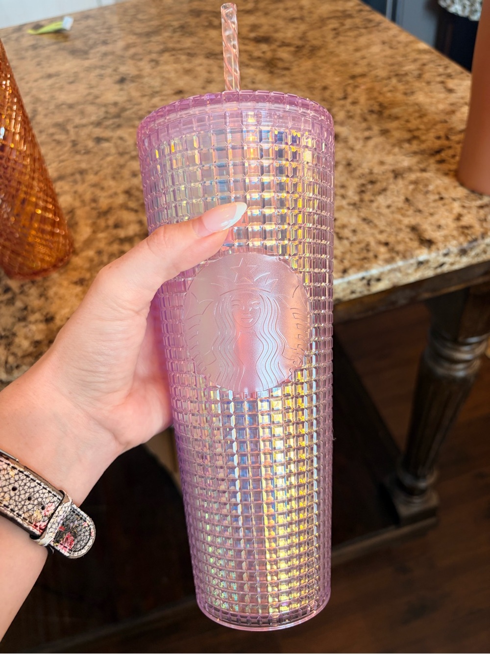 Starbucks Iridescent Pink iridescent Tumbler with Straw